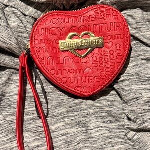 Juicy Couture Red Embossed Heart Wristlet